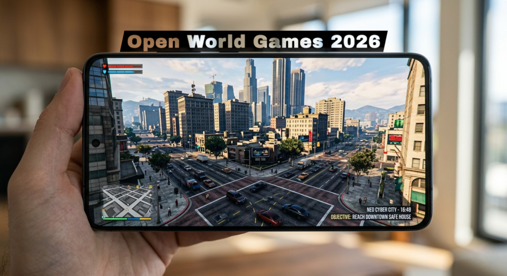 open world games for android mobile gameplay on smartphone screen