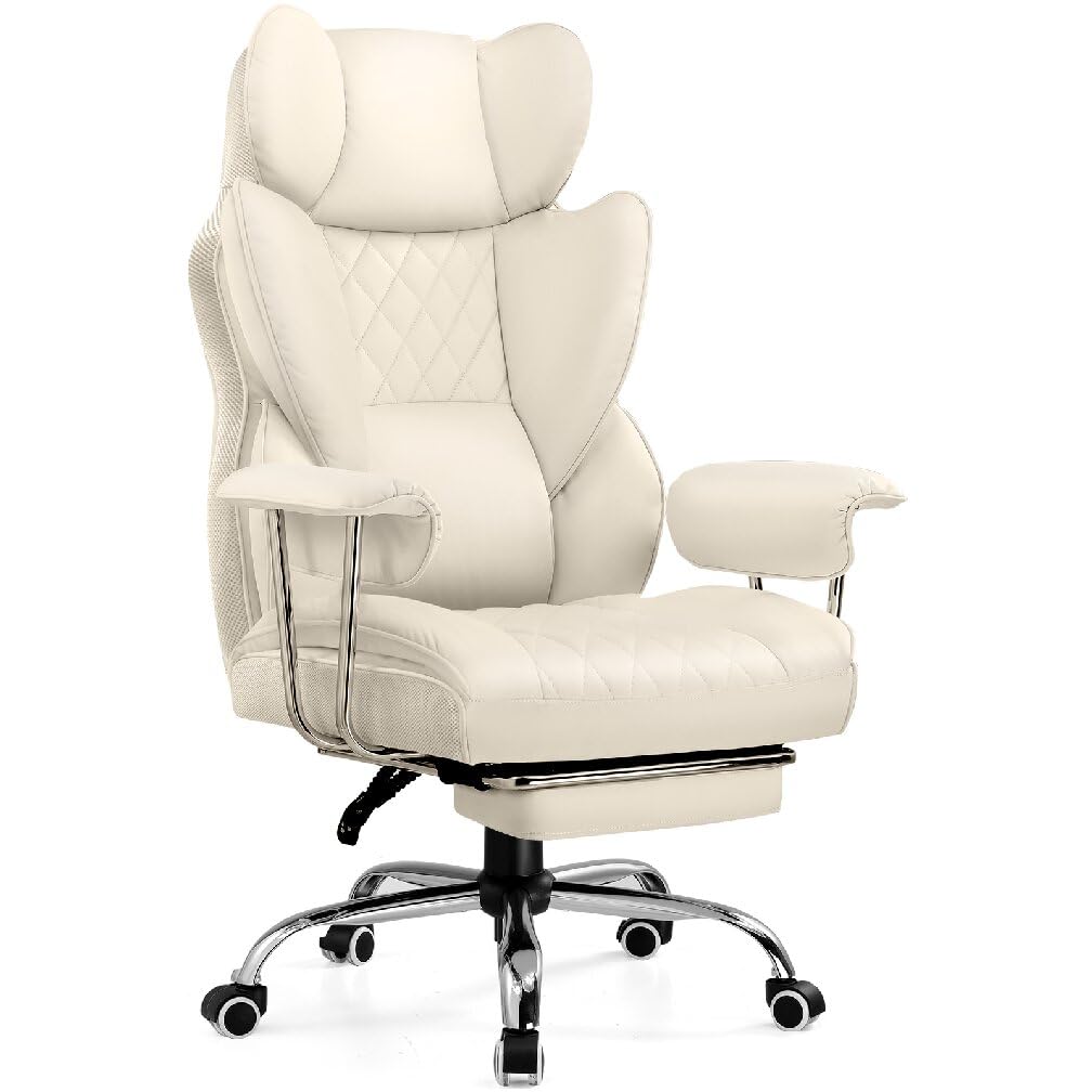 Big and tall gaming chair with reinforced frame and extra-wide seat