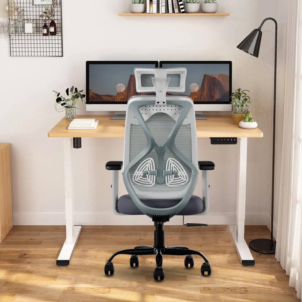 Ergonomic mesh chair with breathable backrest and adjustable armrests