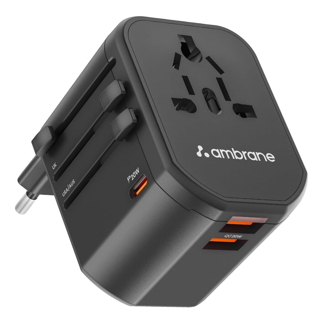Best travel gadgets for India universal travel adapter charging multiple devices