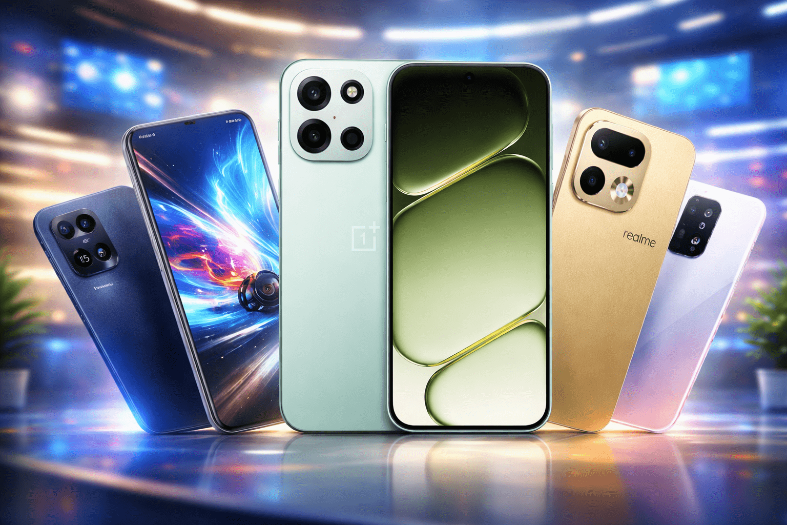 Upcoming phones India April modern smartphones news style thumbnail without text