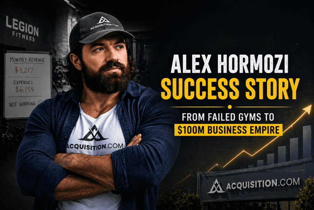Alex Hormozi success story from failed gyms to building a $100M business empire