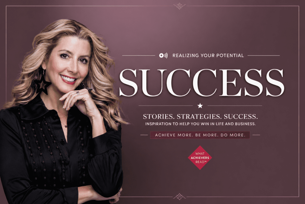 Sara Blakely success story thumbnail with businesswoman portrait and centered success-themed title on modern background