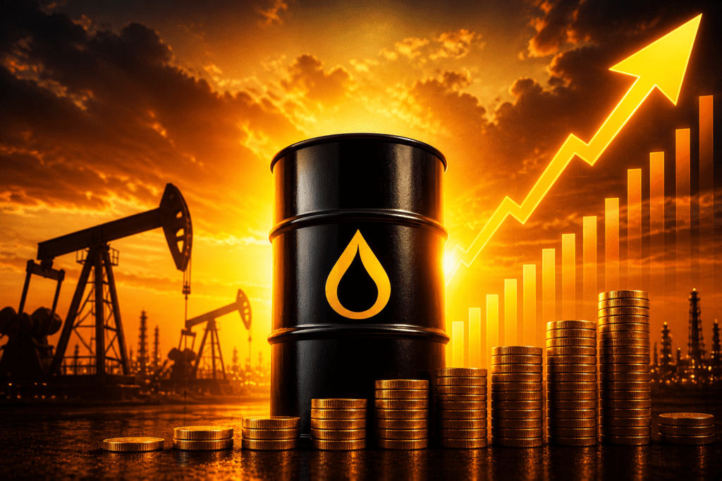 oil prices impact showing rising crude oil barrel with upward trend and increasing costs